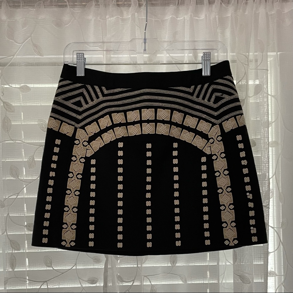 BCBG Embroidered Beaded Mini Skirt
